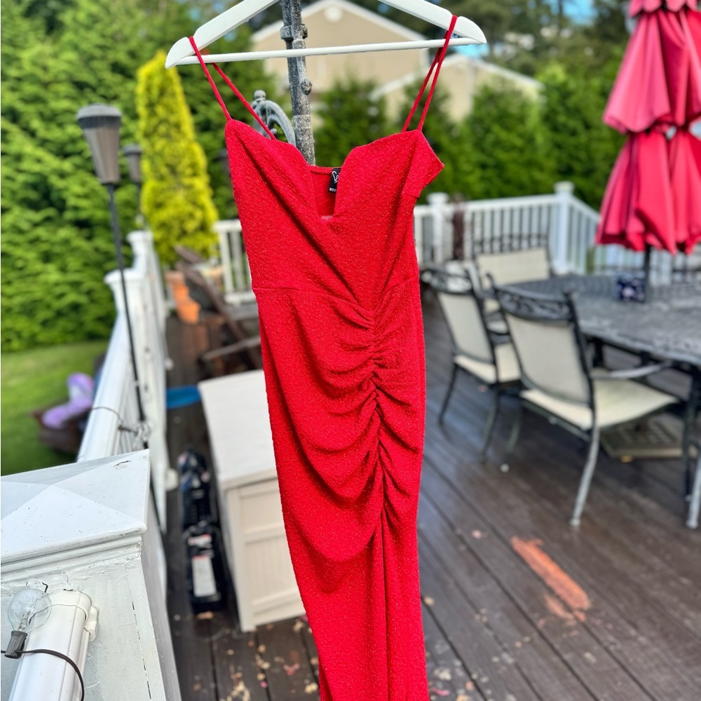 Windsor Strapless Red Ruched Dress